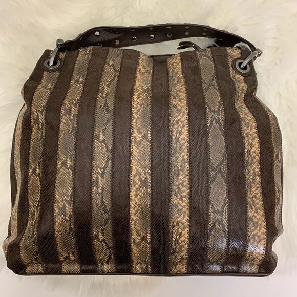 Amara Vegan Leather Snake Stripe Hobo Bag - Picture 6 of 8